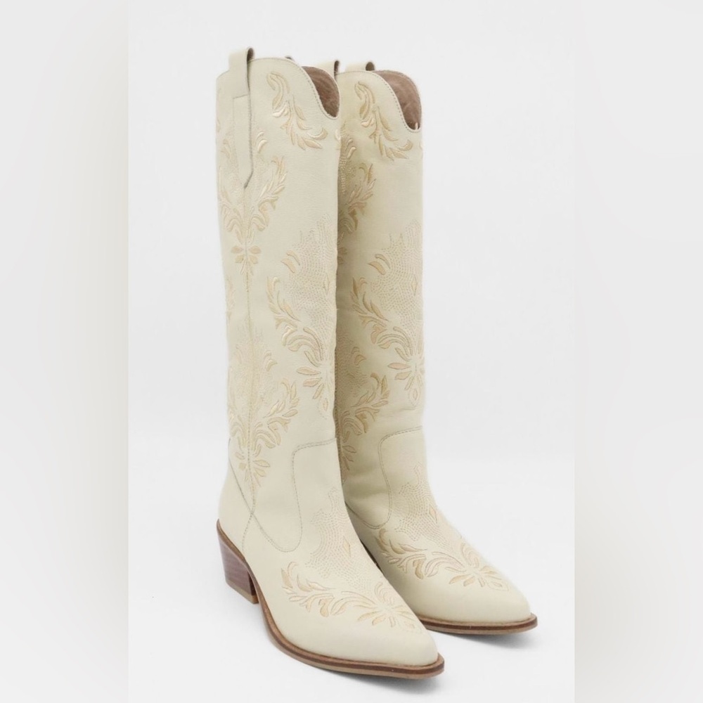 Stivali Jolene Western Cowboy Boots - Ivory